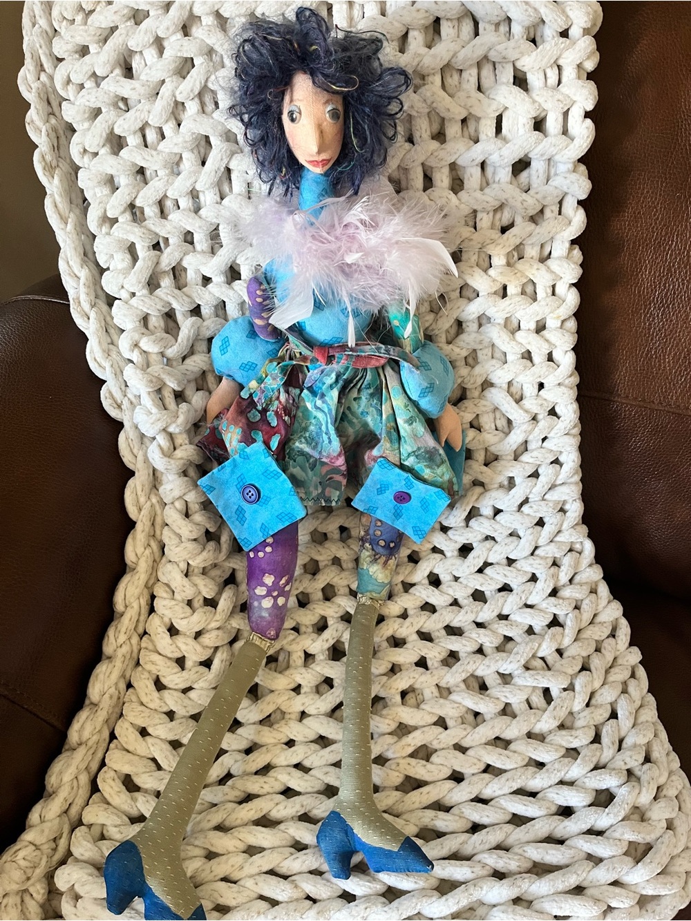 Colorful Blue and Purple Handcrafted Decorative Doll
